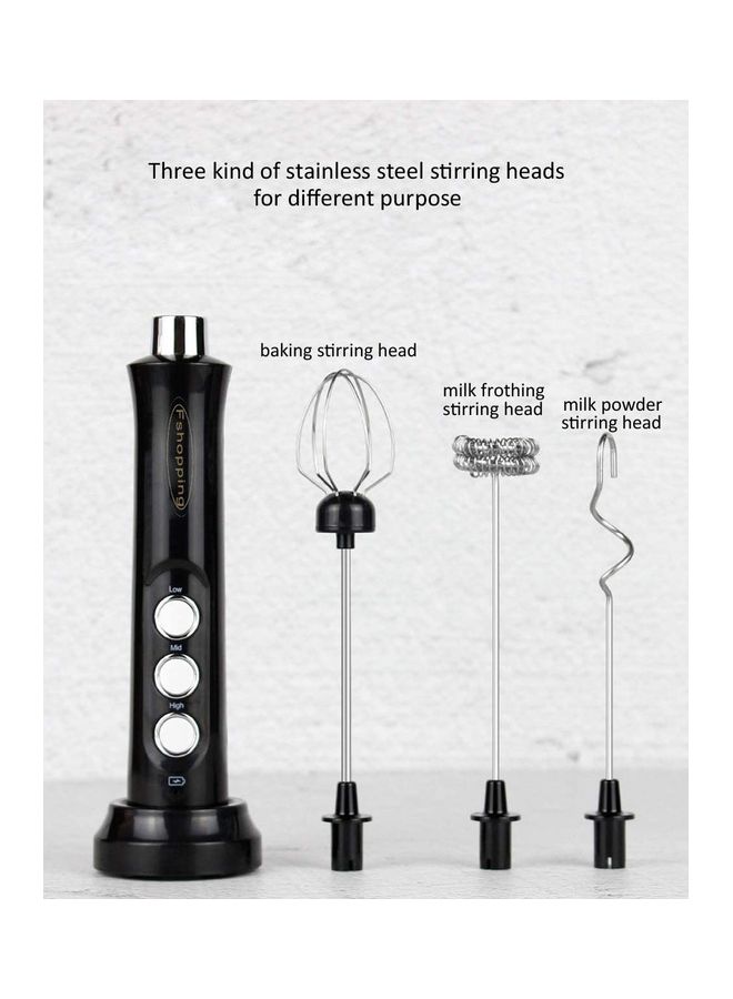 شو وو مجموعة مخفقة وصانع كهربائي لرغوة الحليب من 3 قطع 1.0 W W16 أسود/فضي - Image 2