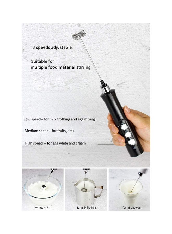 شو وو مجموعة مخفقة وصانع كهربائي لرغوة الحليب من 3 قطع 1.0 W W16 أسود/فضي - Image 3
