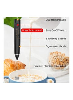 XiuWoo 2-Piece Electric Milk Frother And Whisk Set Black/Silver  - Image 3