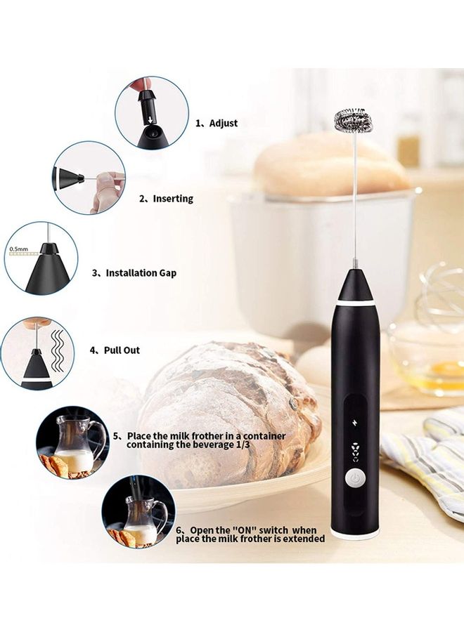 XiuWoo 2-Piece Milk Frother And Whisk Set Black/Silver - Image 2