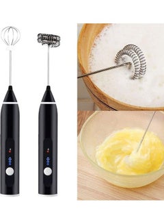 XiuWoo 3-Piece Electric Milk Frother And Whisk Set Black/Silver  - Image 2