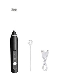 XiuWoo 3-Piece Milk Frother And Whisk Set Black/Silver 