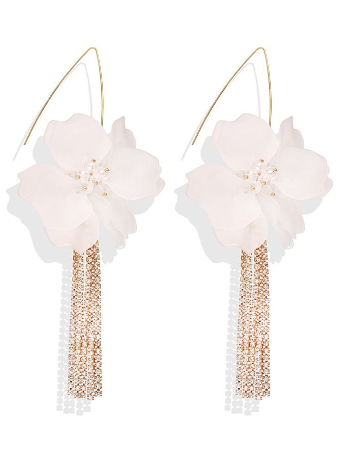 أقراط أنيقة مزينة بأشكال الشرابة على شكل زهور - Image 1