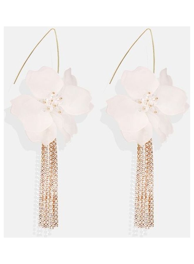 أقراط أنيقة مزينة بأشكال الشرابة على شكل زهور - Image 2