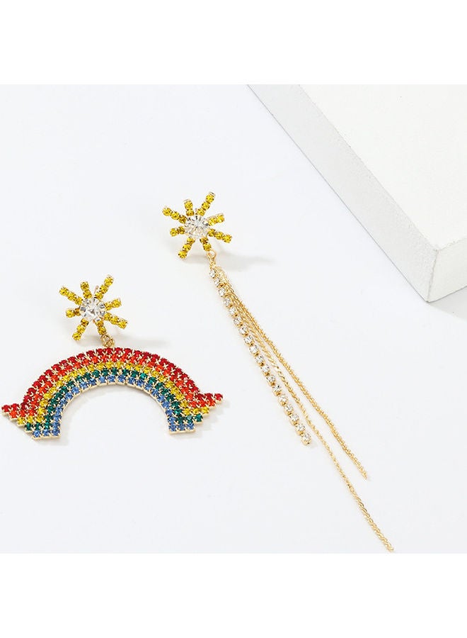 زوج من الأقراط المتدلية بتصميم كتل ألوان غير منتظمة - Image 1