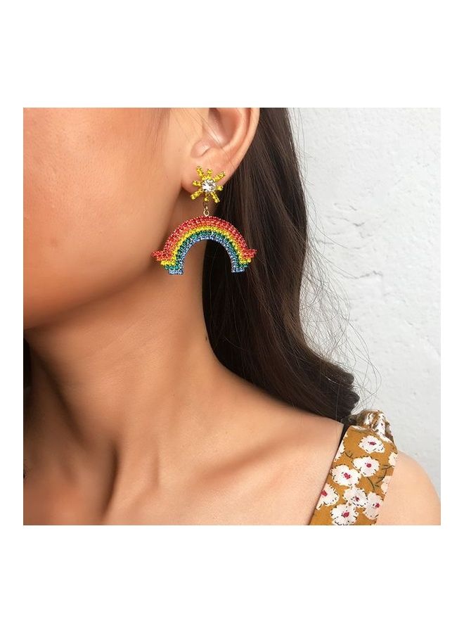 زوج من الأقراط المتدلية بتصميم كتل ألوان غير منتظمة - Image 5