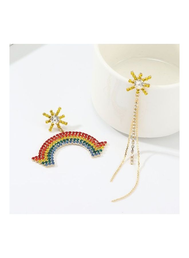 زوج من الأقراط المتدلية بتصميم كتل ألوان غير منتظمة - Image 2