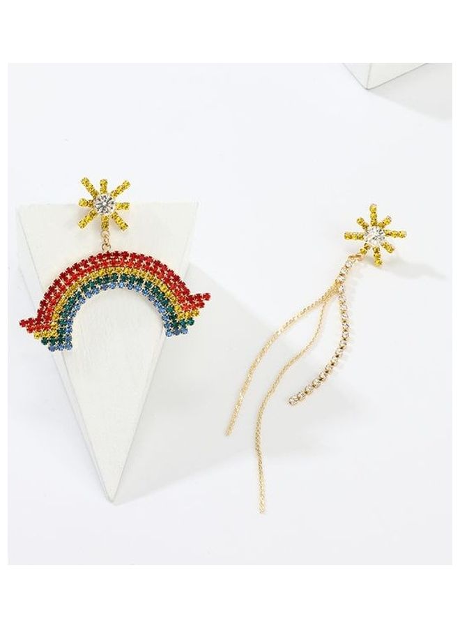 زوج من الأقراط المتدلية بتصميم كتل ألوان غير منتظمة - Image 3