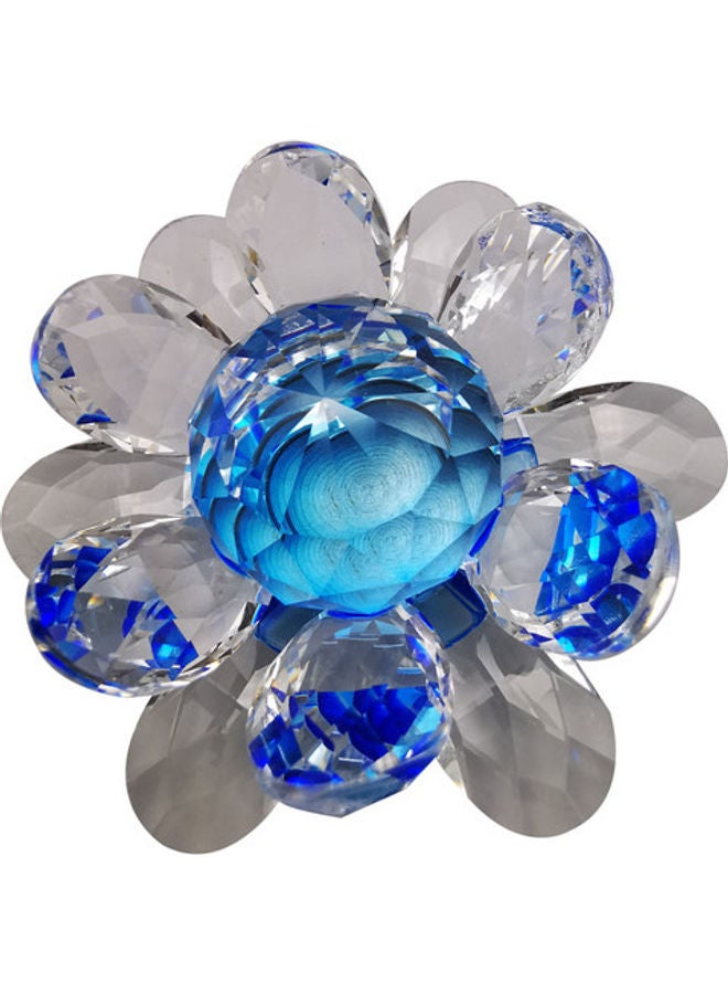 Lotus Crystal Ornament Figure Paperweight Glass Craft Blue/Grey  - Image 1