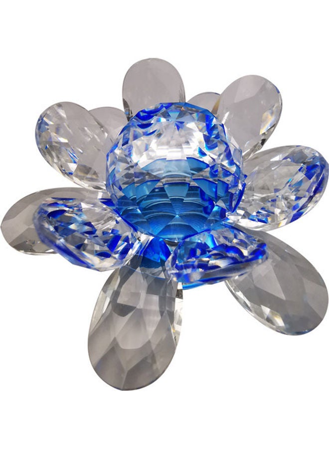 Lotus Crystal Ornament Figure Paperweight Glass Craft Blue/Grey  - Image 3