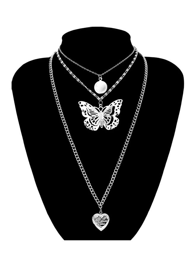 Generic - Multi-Layer Butterfly And Heart Designed Necklace - Image 1