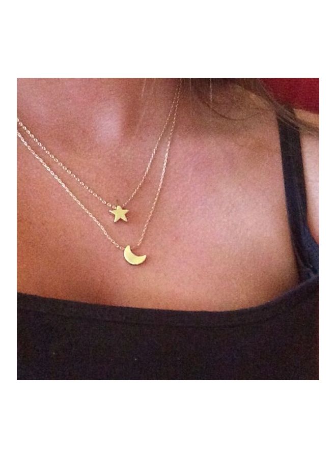Women's Stars and Moon Pendant Solid Colour Short Multilayer Necklace  - Image 5