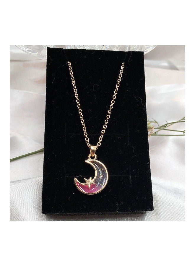 Star Moon Drop Oil Colour Short Necklace - Image 1