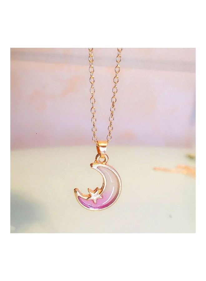 Star Moon Drop Oil Colour Short Necklace - Image 2