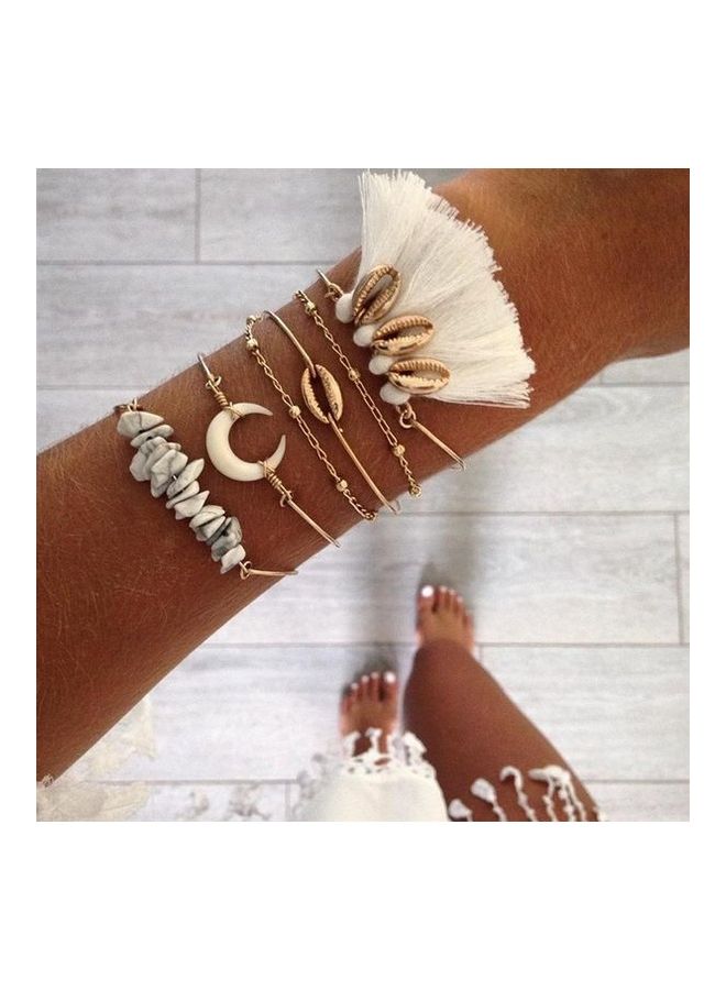 6-Piece Fashionable Tassel And Shell Design Bracelet  - Image 2