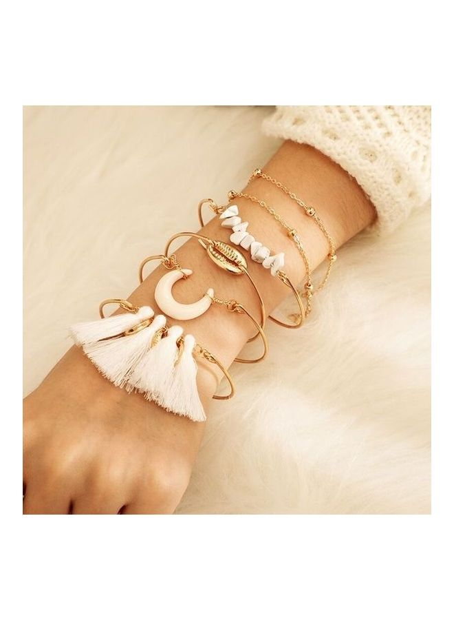 6-Piece Fashionable Tassel And Shell Design Bracelet  - Image 1