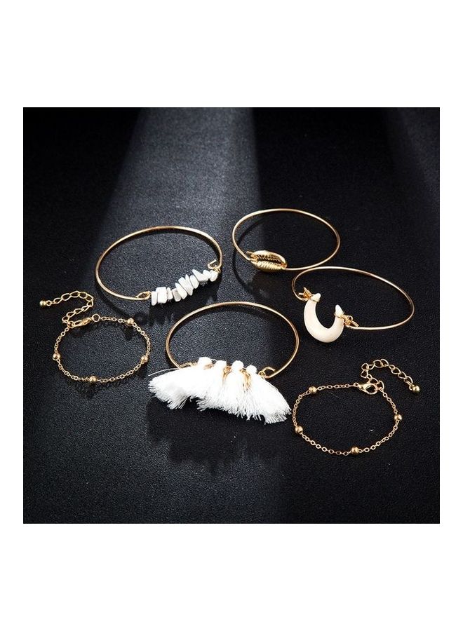 6-Piece Fashionable Tassel And Shell Design Bracelet  - Image 5