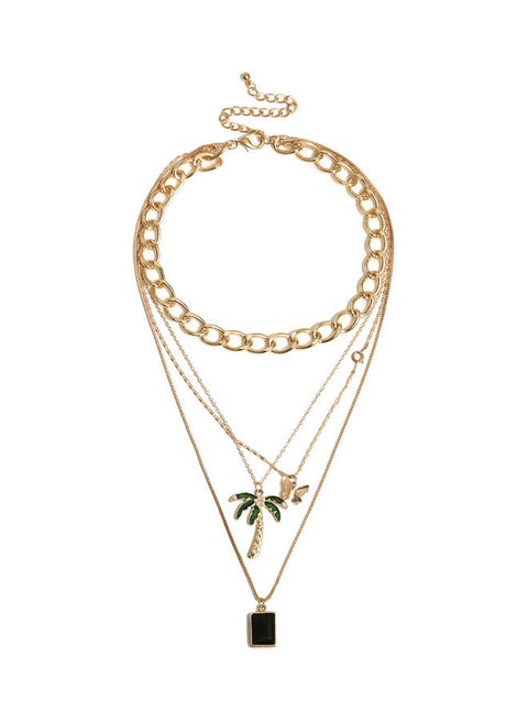 Multi-Layer Butterfly And Tree Designed Necklace