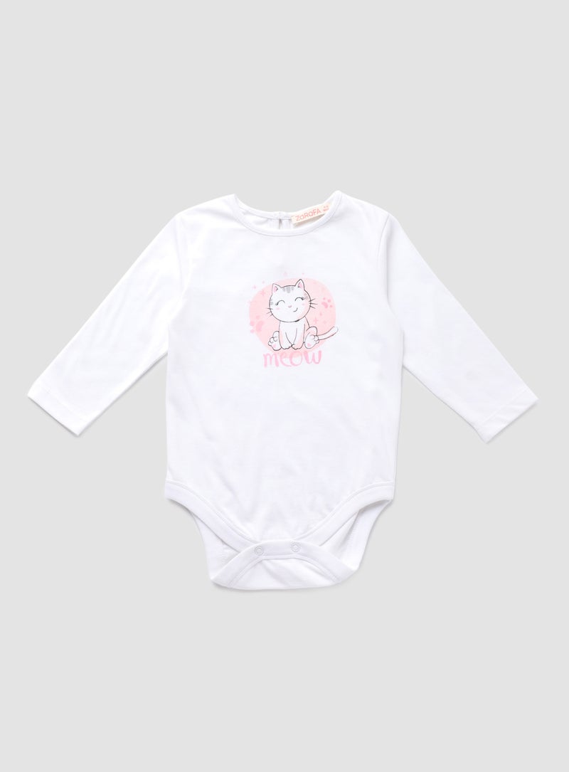 Zarafa Baby Girls  Round Neck Long Sleeve Onesies Aop Kitty Aop Kitty  - Image 1