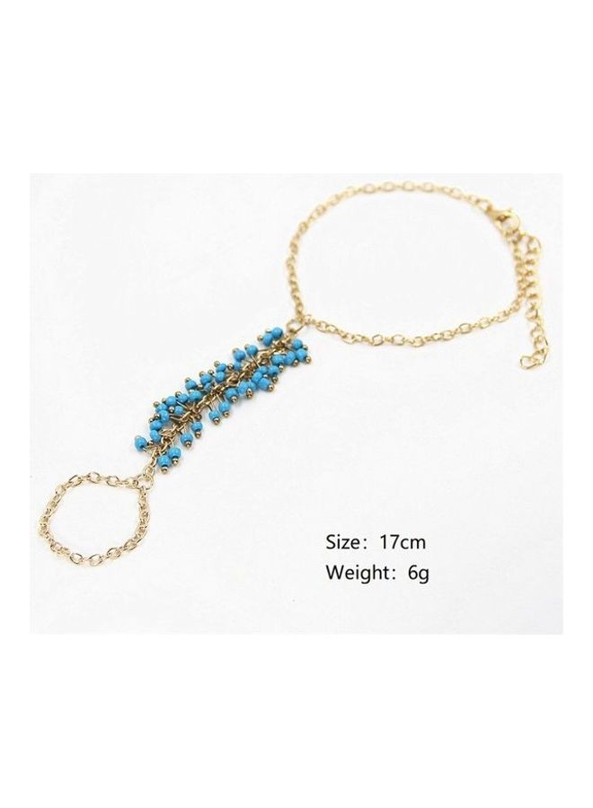 Generic - Women's Boho Summer Turquoise Chain Ring One Chain Bracelet - Image 1
