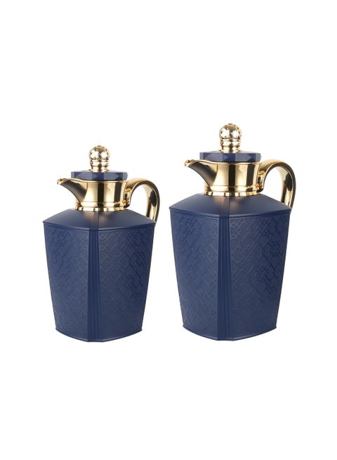Tina 2 Pieces Coffee and Tea Vacuum Flask Set Matt Blue 0.7/1.0Liters