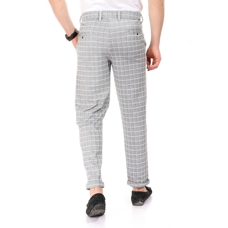 WHITE RABBIT Bi-Tone Plaids Fashionable Slim Pants Grey/White  - Image 3