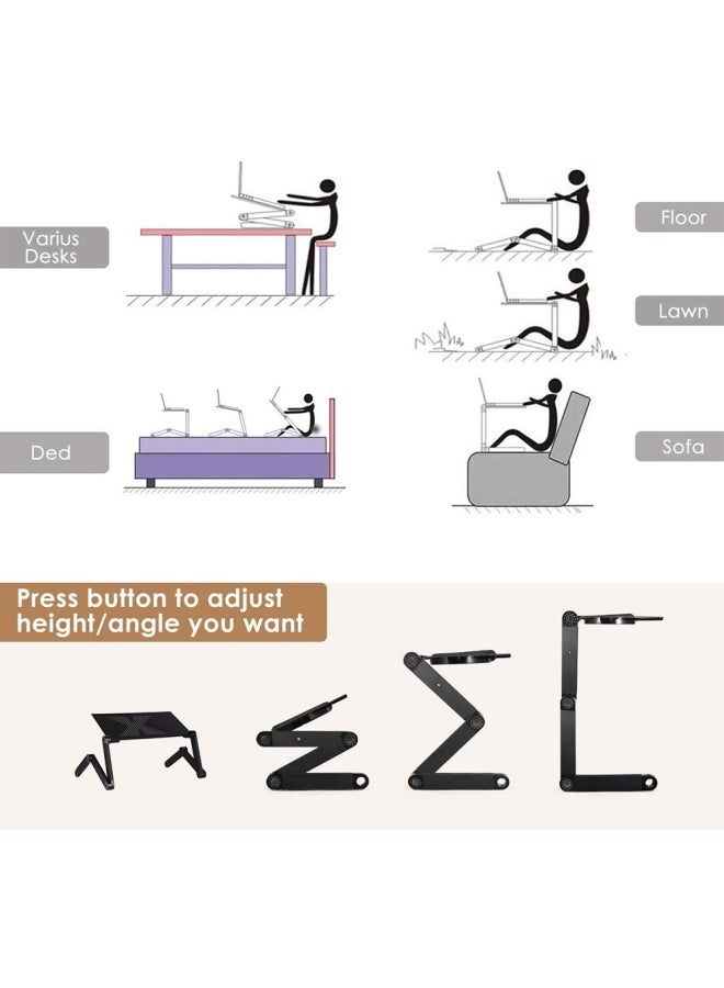 Deo King Metal Adjustable Laptop Desk With Mouse Board Black - Image 5