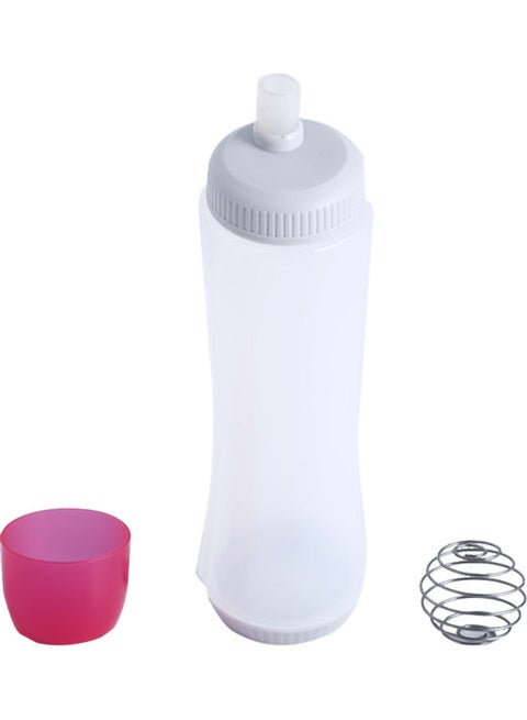 2-Piece Pancake Batter Dispenser Bottle With Lid Set White/Grey 28x7x8cm