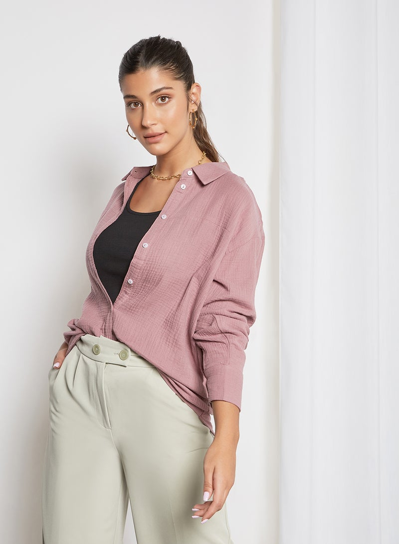 Jacqueline de Yong Theis Textured Shirt Wistful Mauve  - Image 1