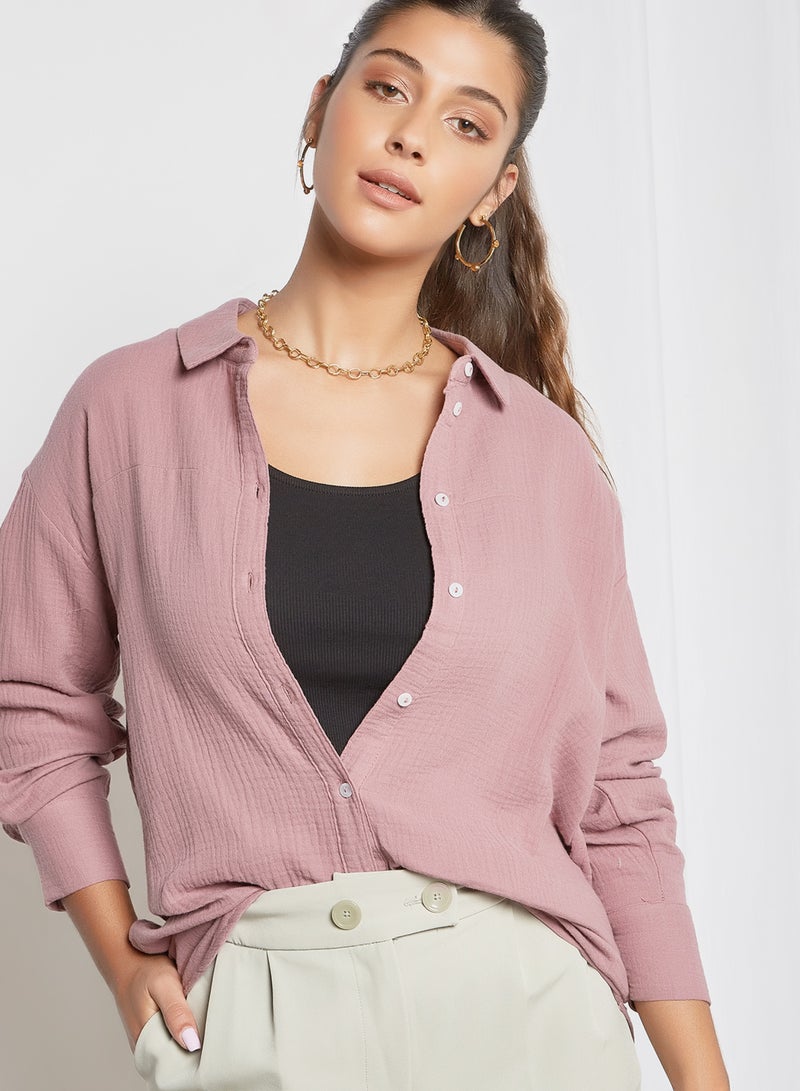 Jacqueline de Yong Theis Textured Shirt Wistful Mauve  - Image 4