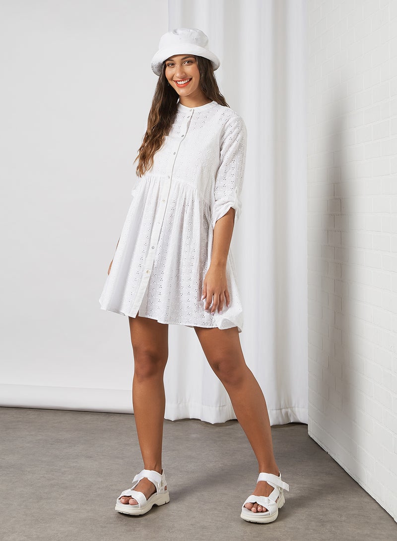 ONLY - Anglaise Shirt Dress White - Image 1