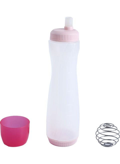 2-Piece Pancake Batter Dispenser Bottle With Lid Set White/Pink 28x7x8cm