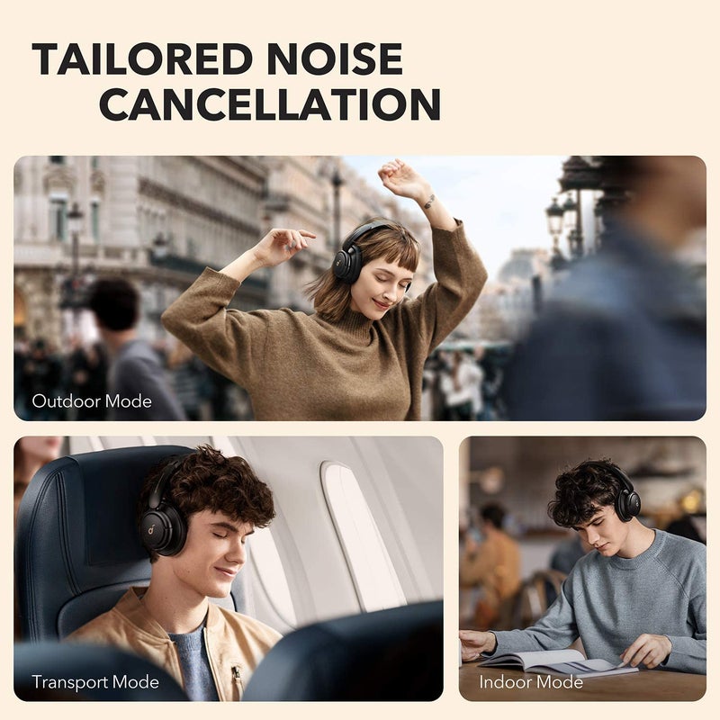 Q30 Hybrid Active Noise Cancelling Headphones with Multiple Modes, Hi-Res Sound, 50H Playtime, Fast Charge, Soft Earcups, Bluetooth Headphones, Travel Black - v1619507392/N45677408A_3