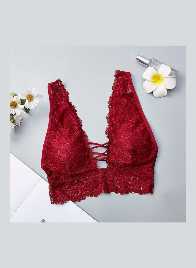 Floral Detail Bralette Red 