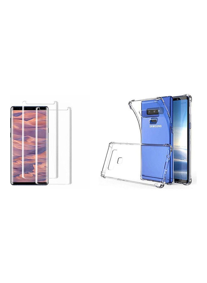 جولتا طقم مكون من لاصقة حماية للشاشة من الزجاج المقوى مع غطاء حماية مضاد للصدمات لهاتف سامسونج نوت 9 مكون من قطعتين شفاف - Image 1