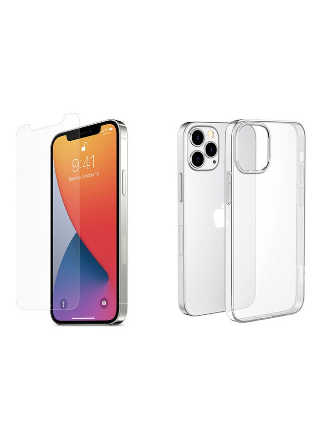 جولتا لاصقة حماية للشاشة من الزجاج المقوى مع حافظة حماية لهاتف أبل آيفون 12 برو ماكس شفاف - Image 1