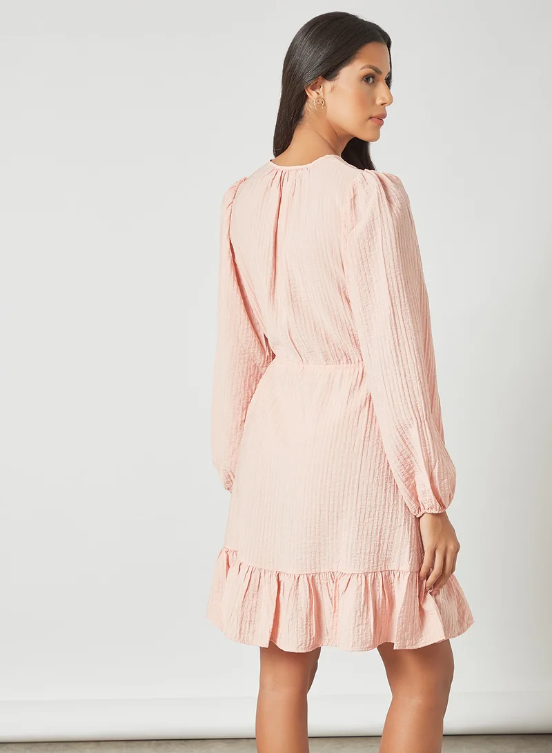 PIECES Ruffle Hem Wrap Dress