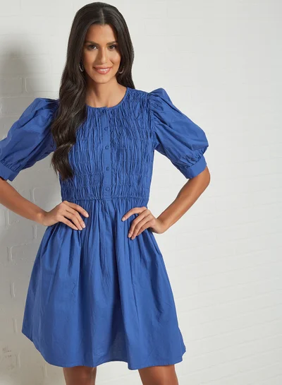 PIECES Smocked Mini Dress Deep Ultramarine