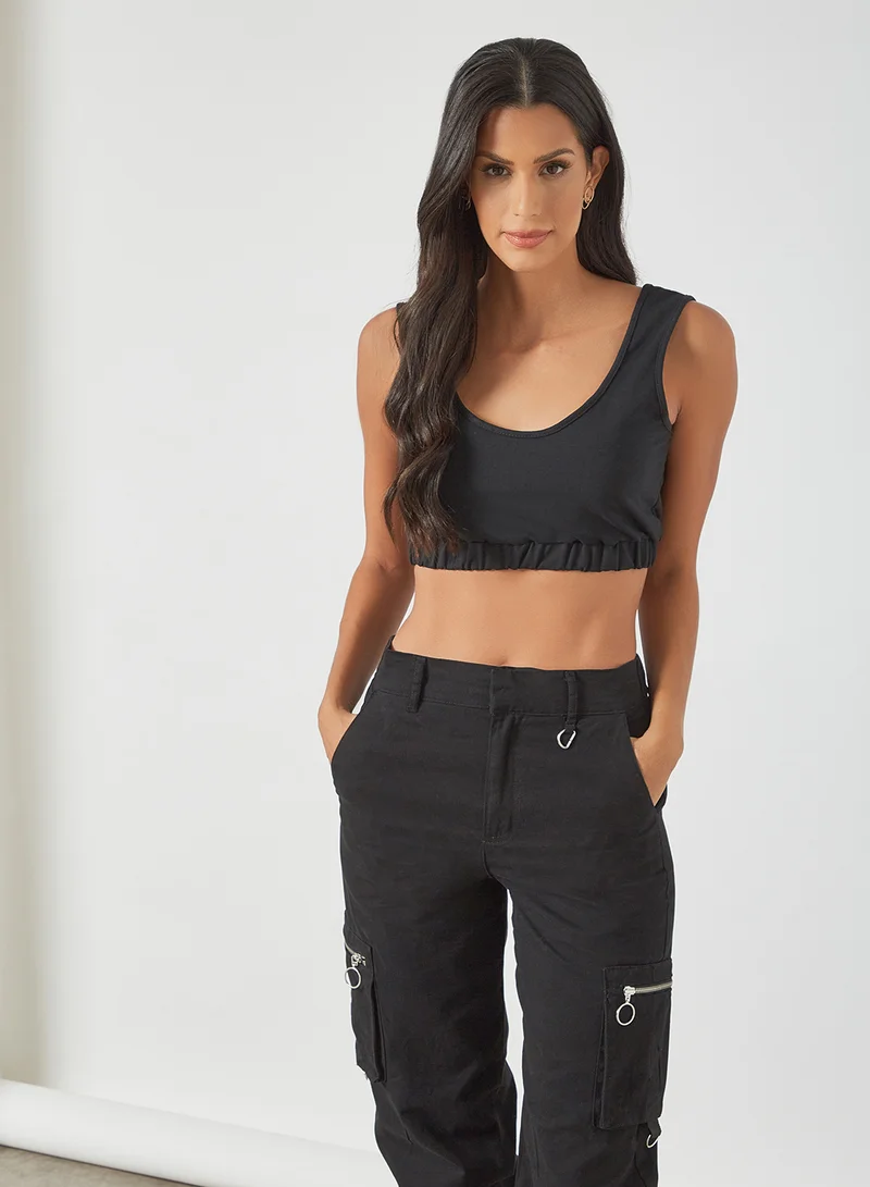 trendyol Cropped Knitted Top Black