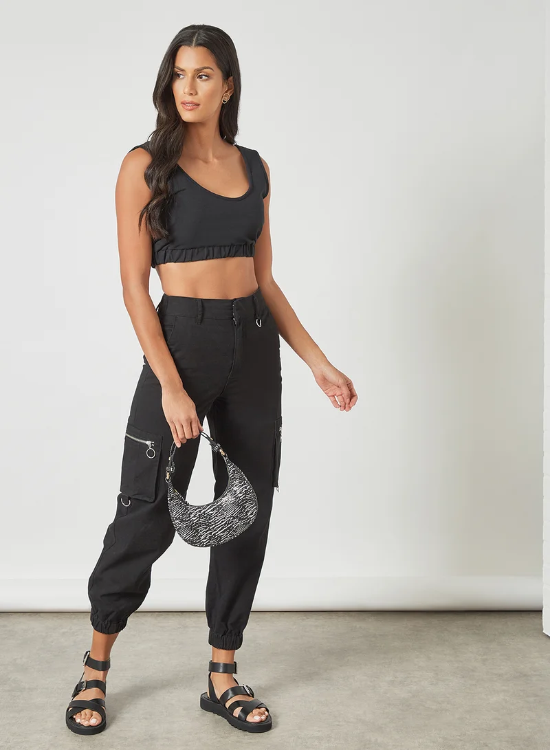 trendyol Cropped Knitted Top Black