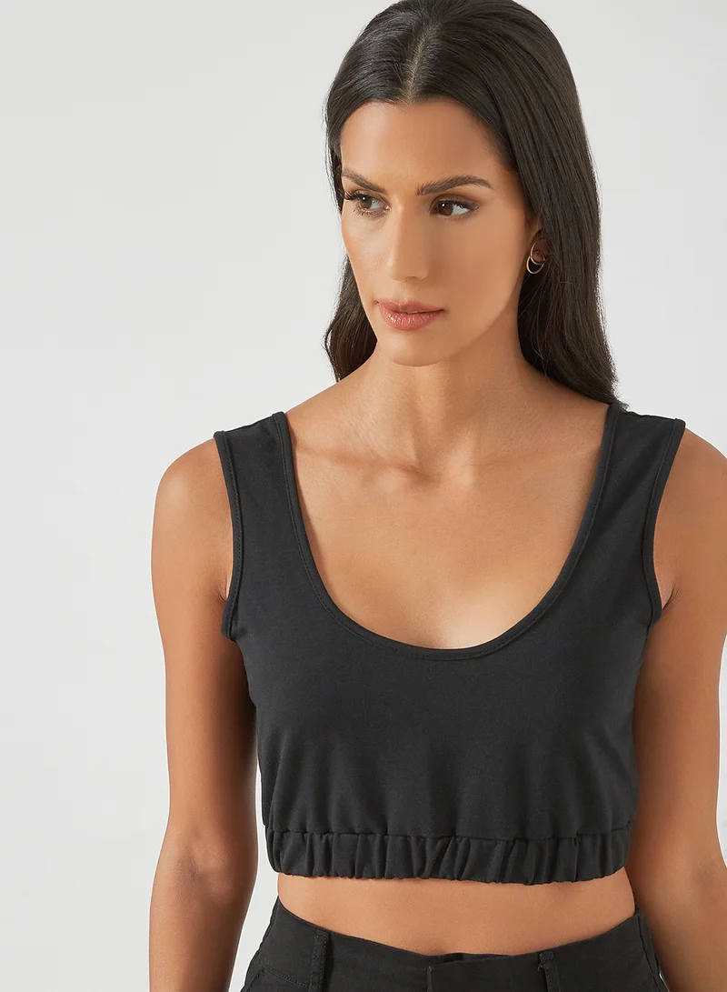 trendyol Cropped Knitted Top Black