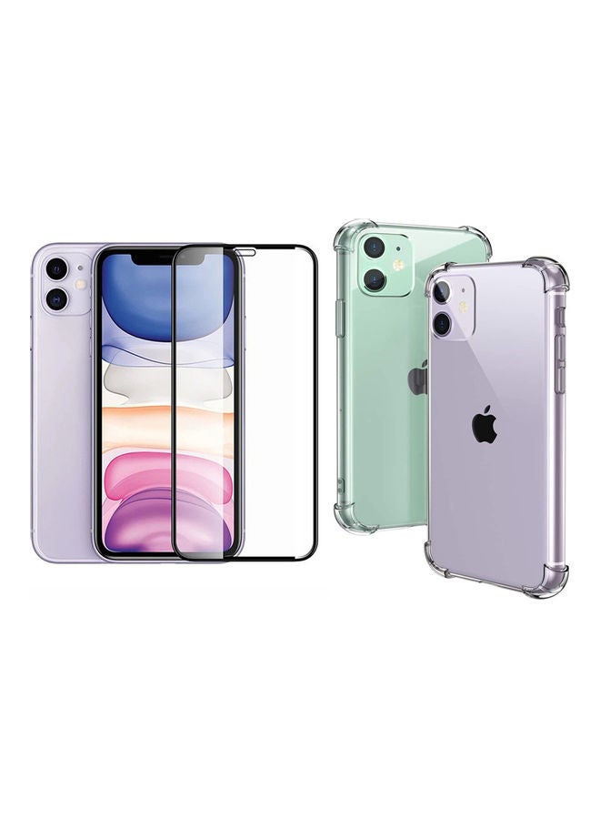 جولتا لاصقة حماية للشاشة من الزجاج المقوى مع غطاء حماية لهاتف أبل آيفون 11 شفاف - Image 1