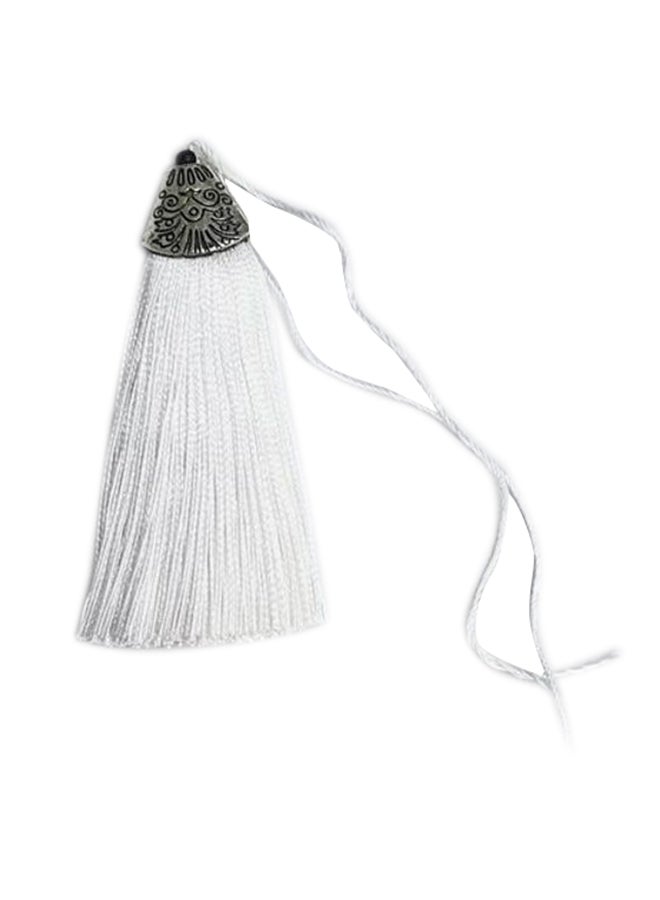 12-Piece Nylon Top Metal Cup Thread Tassels White 3inch - Image 1