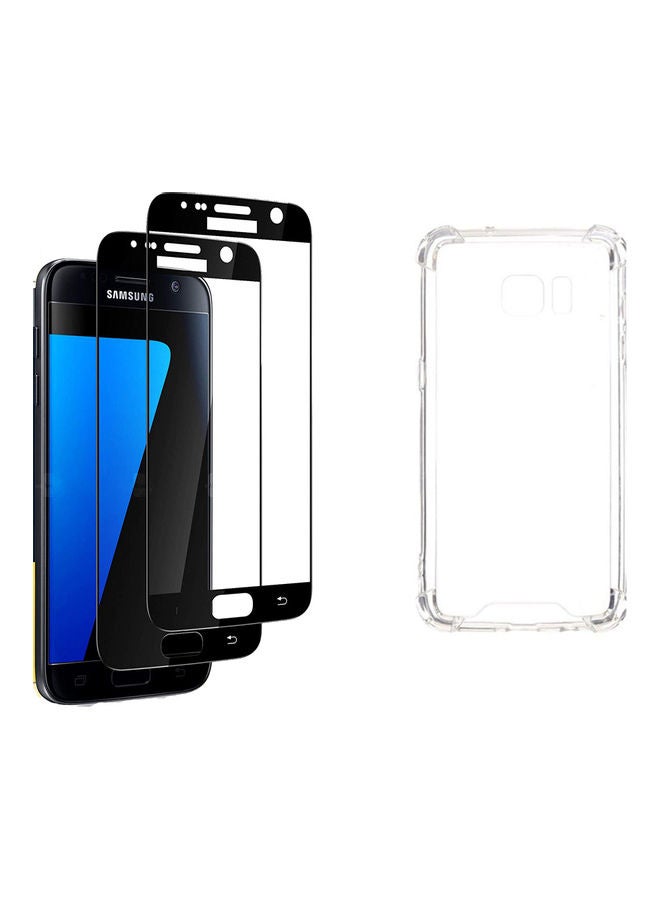 جولتا مجموعة من لاصقتي حماية للشاشة من الزجاج المقوى بتغطية كاملة ومضادة للصدمات لهاتف سامسونج S7 إيدج شفاف - Image 1