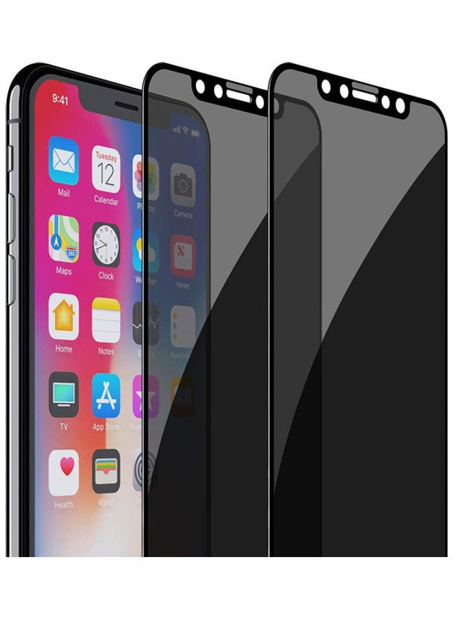عبوة لاصقات حماية للشاشة مصنوعة من الزجاج المقوى بدرجة إمالة 5D لهاتف أبل آيفون XS ماكس من قطعتين أسود