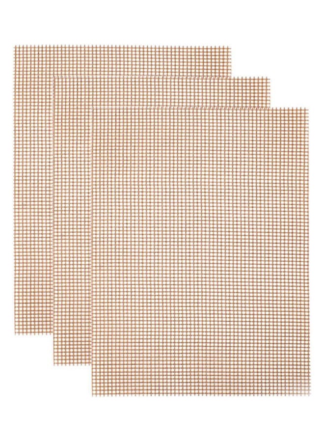 3-Piece Non-Stick Barbecue Mesh Mat Beige 
