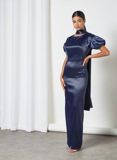 Si FASHION GALERIE Puffed Sleeve Bodycon Dress Navy Blue  - Image 2