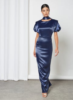 Si FASHION GALERIE Puffed Sleeve Bodycon Dress Navy Blue  - Image 1