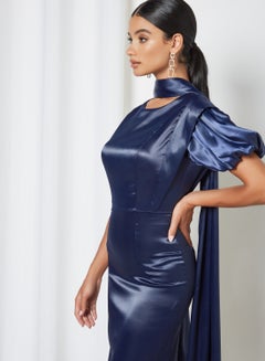 Si FASHION GALERIE Puffed Sleeve Bodycon Dress Navy Blue  - Image 4