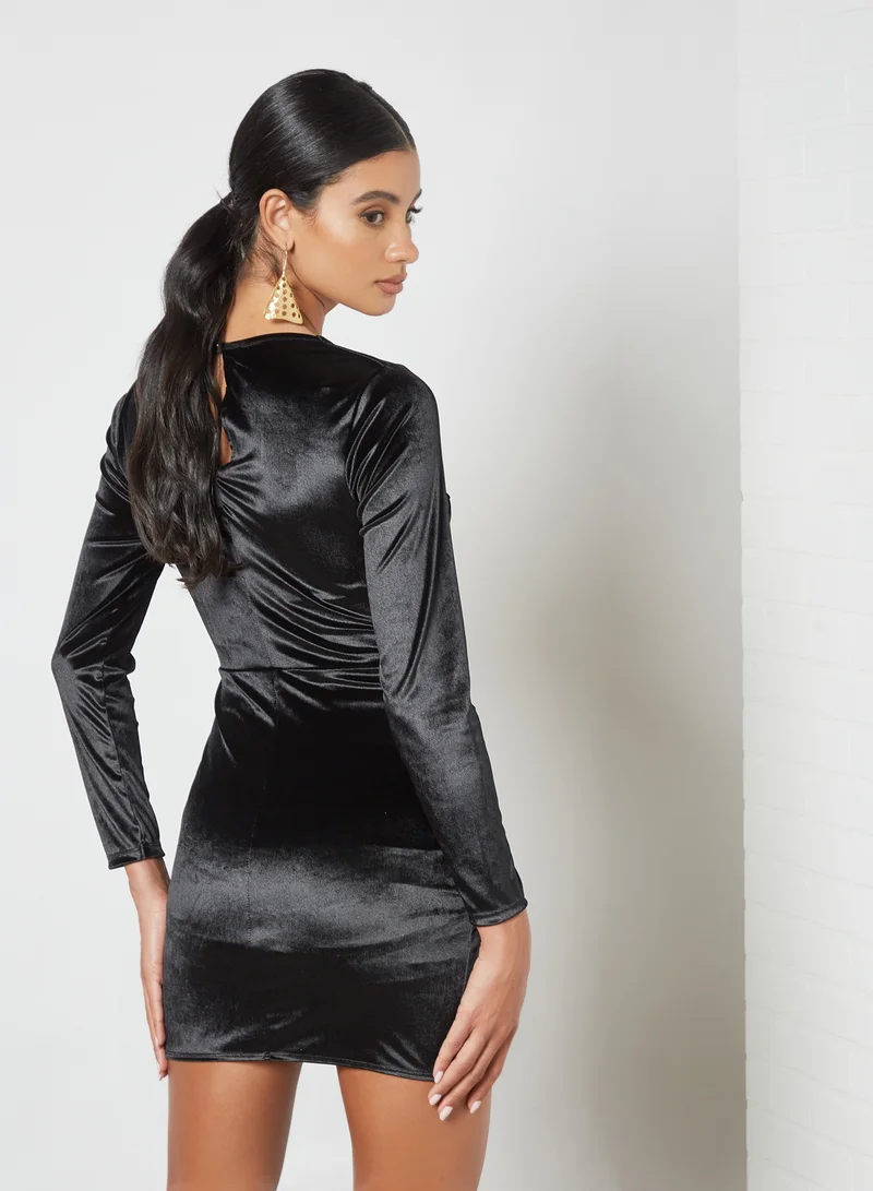 Sivvi x D'Atelier Velvet Mini Dress Black
